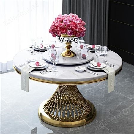 鼎富大理石圆形餐桌简约现代小户型家用饭桌北欧圆桌椅组合DF-274