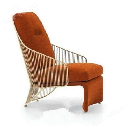 鼎富 DF529玫瑰金不锈钢单人休闲椅 现代简约铁艺镀金框架布艺休闲椅DF-029