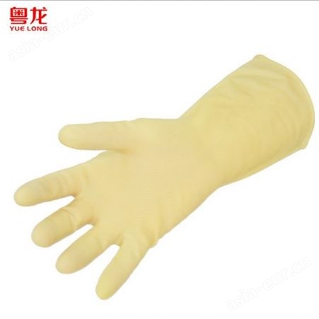 粤龙乳胶橡胶手套加厚批发洗碗家用手套厨房工业塑胶手套