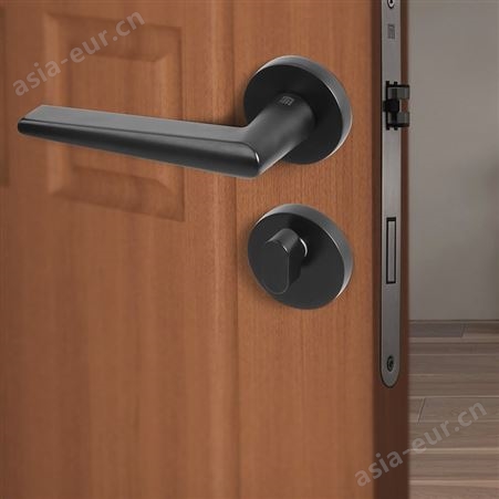 WH房门锁黑色分体简约太空铝室内木门执手锁