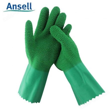 ansell/安思尔16-650 橡胶防化手套耐酸碱高温耐磨防滑高温手套