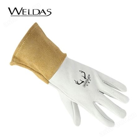 weldas/威特仕10-2304白色鹿青皮中袖筒电焊手套