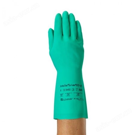 ansell/安思尔37-675  防化防水耐油植绒棉食品级丁腈手套