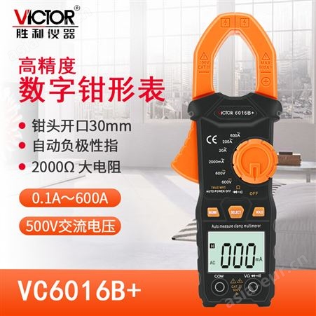 胜利仪器（VICTOR）钳形万用表 智能防护数字交直流表 电工电阻 表VC6016B+