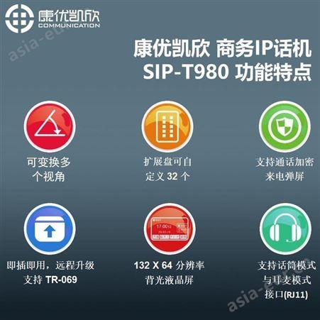 苏州网络SIP软话机康优凯欣SIP-T980厂家