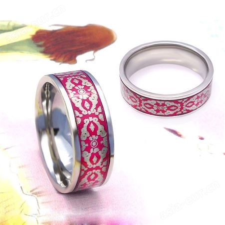 【今泊二】厂家直供彩色的图腾绚丽戒指 爱情永固情侣戒指不褪色